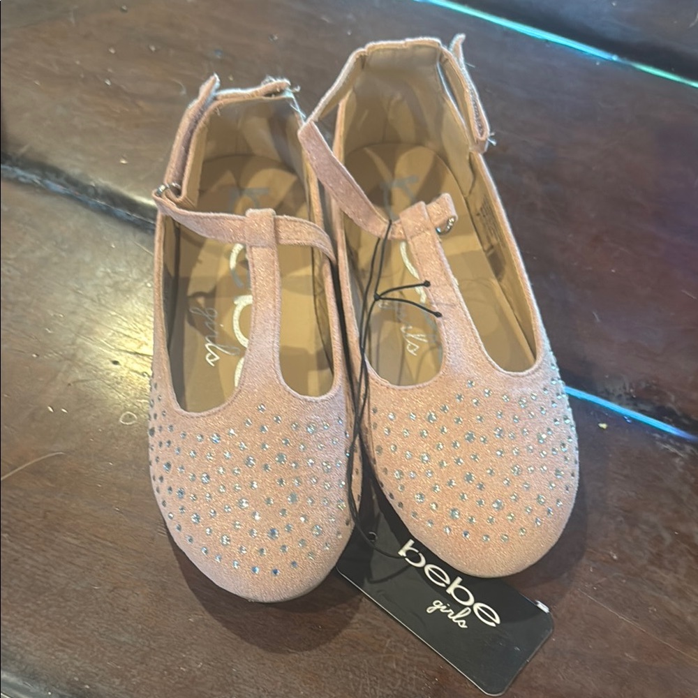 bebe Pink Glitter Kids Dress Shoes